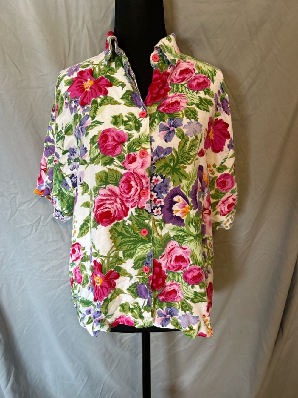 Fame Floral Button-Down Shirt Size L Vintage